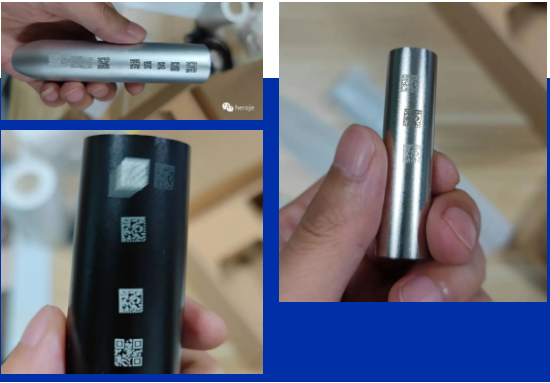 反光曲面碼，黑底白色曲面碼